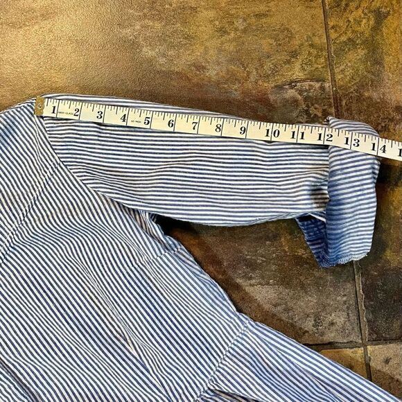 A Personal Touch Stripped Button Down Floral Embroidery Blouse Medium - Picture 9 of 14